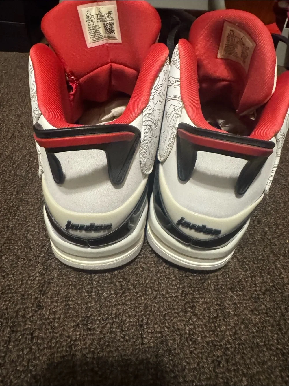 Jordan Dub 0s Red Black & White Size 11.5